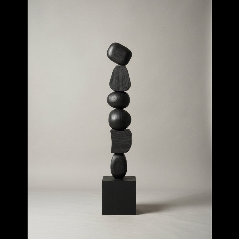 Black Wood Japandi Large Sculpture