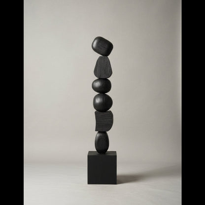 Black Wood Japandi Large Sculpture