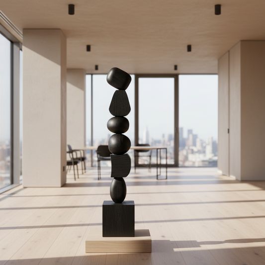 Black Wood Japandi Large Sculpture