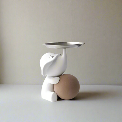 White Resin Elephant Sculpture for Living Room