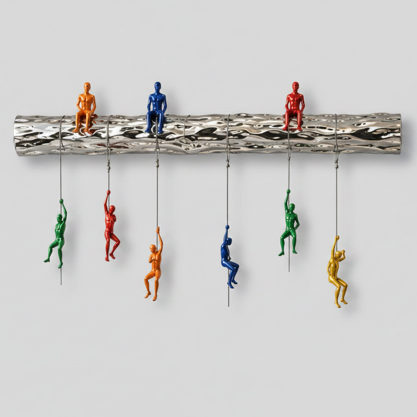 The Climbers | Contemporary Luxury Chrome Wall Sculpture