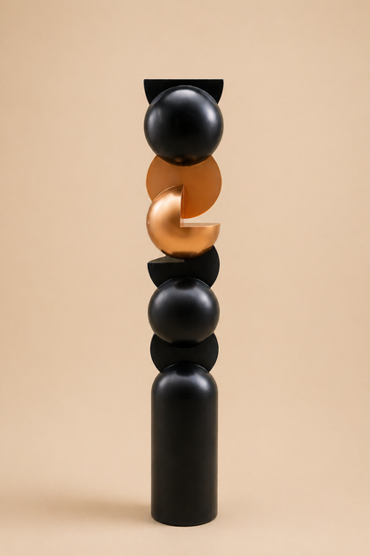 Wabi Sabi Wood Black Gold Totem Sculpture (5 feet)