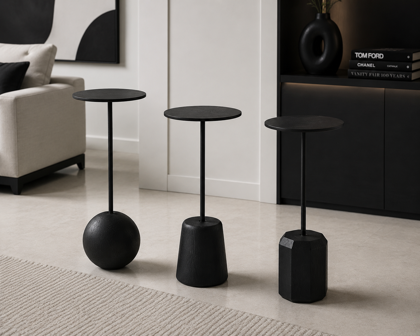 Orbit Black Martini Table Set (Set of 3)