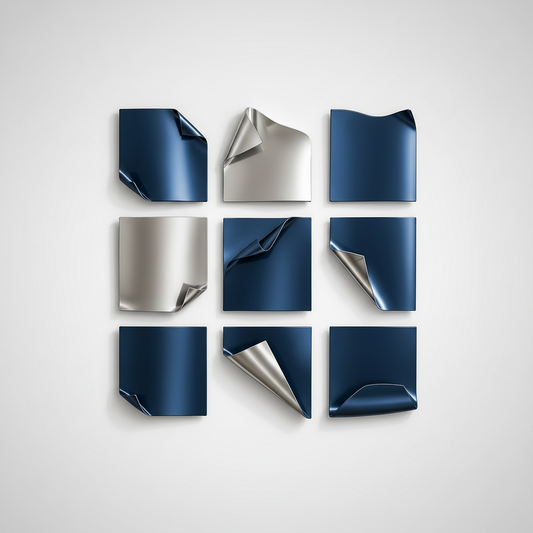 Blue Silver Metal Wall Art | Fold Matrix 9 Panel Grid