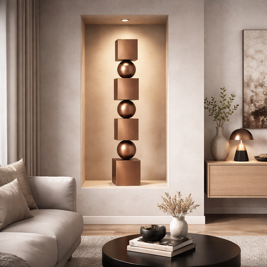 Copper Wood Wabi Sabi Large Sculpture