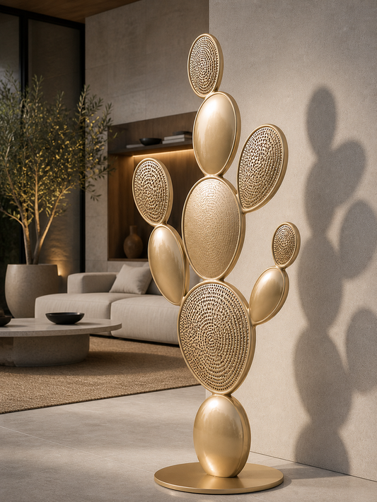 Arido Forma – Golden Cactus Sculpture (5 Feet)