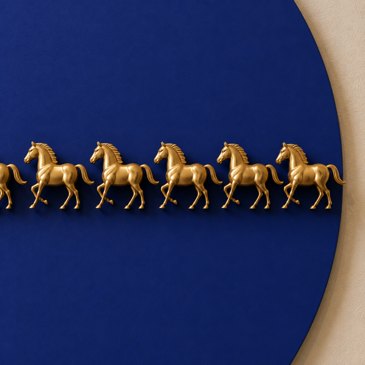 Brass Horse Sphere Metal Wall Art (Set of 3) | Contemporary Art Installation