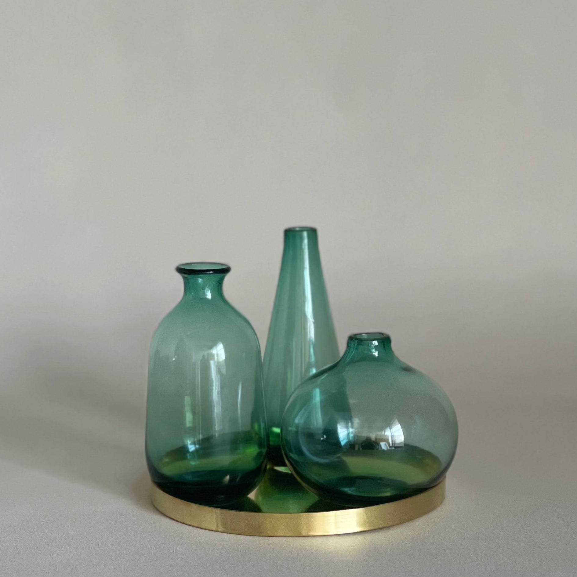 Elysian green Glass vases ( set of 3)