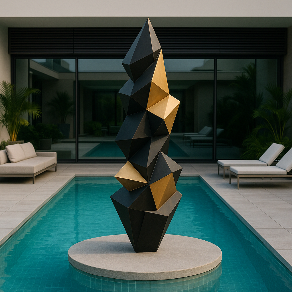 Cubus Large Metal Sculpture for Pool Area (6 Feet)