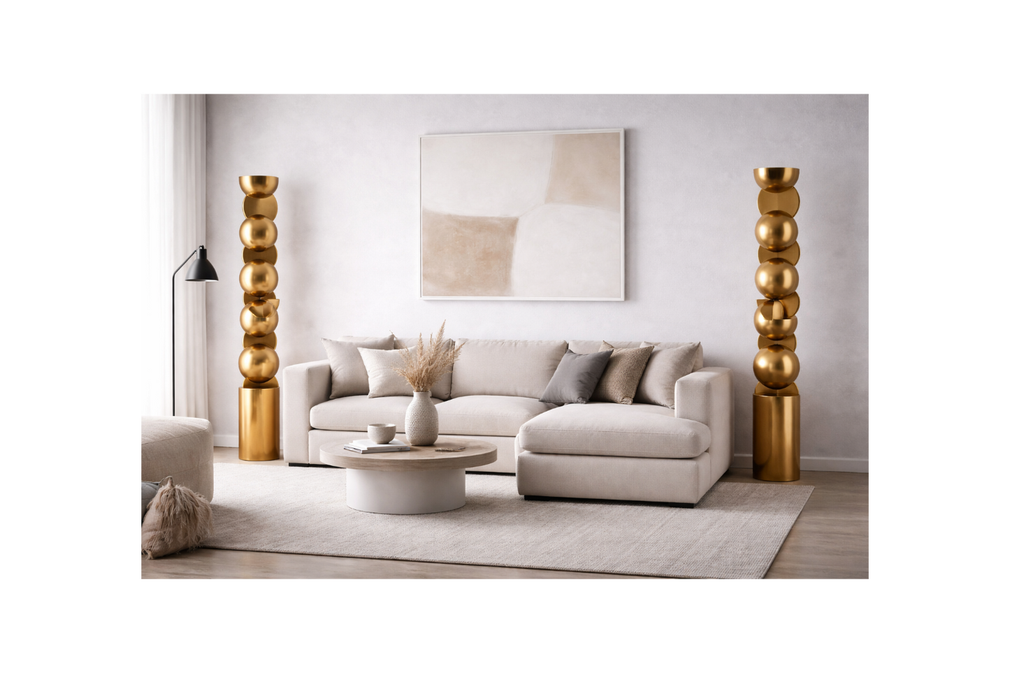 Wabi Sabi Golden Wood Totem Sculpture