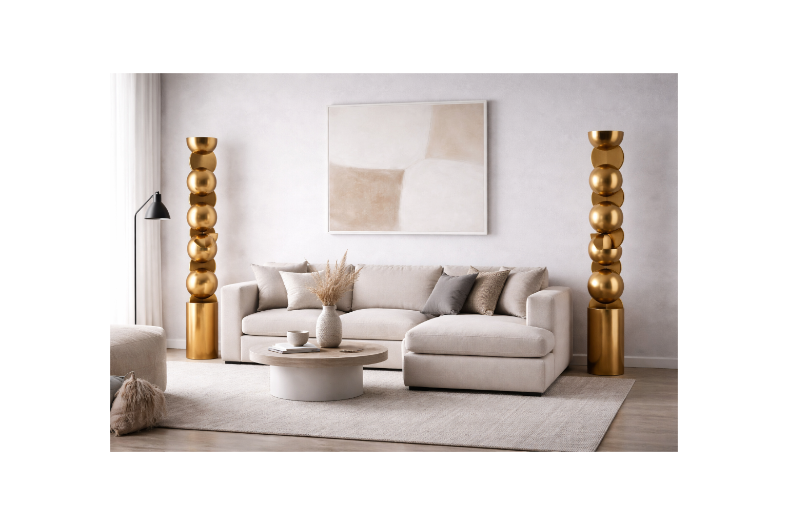 Wabi Sabi Golden Wood Totem Sculpture