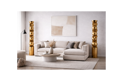 Wabi Sabi Golden Wood Totem Sculpture