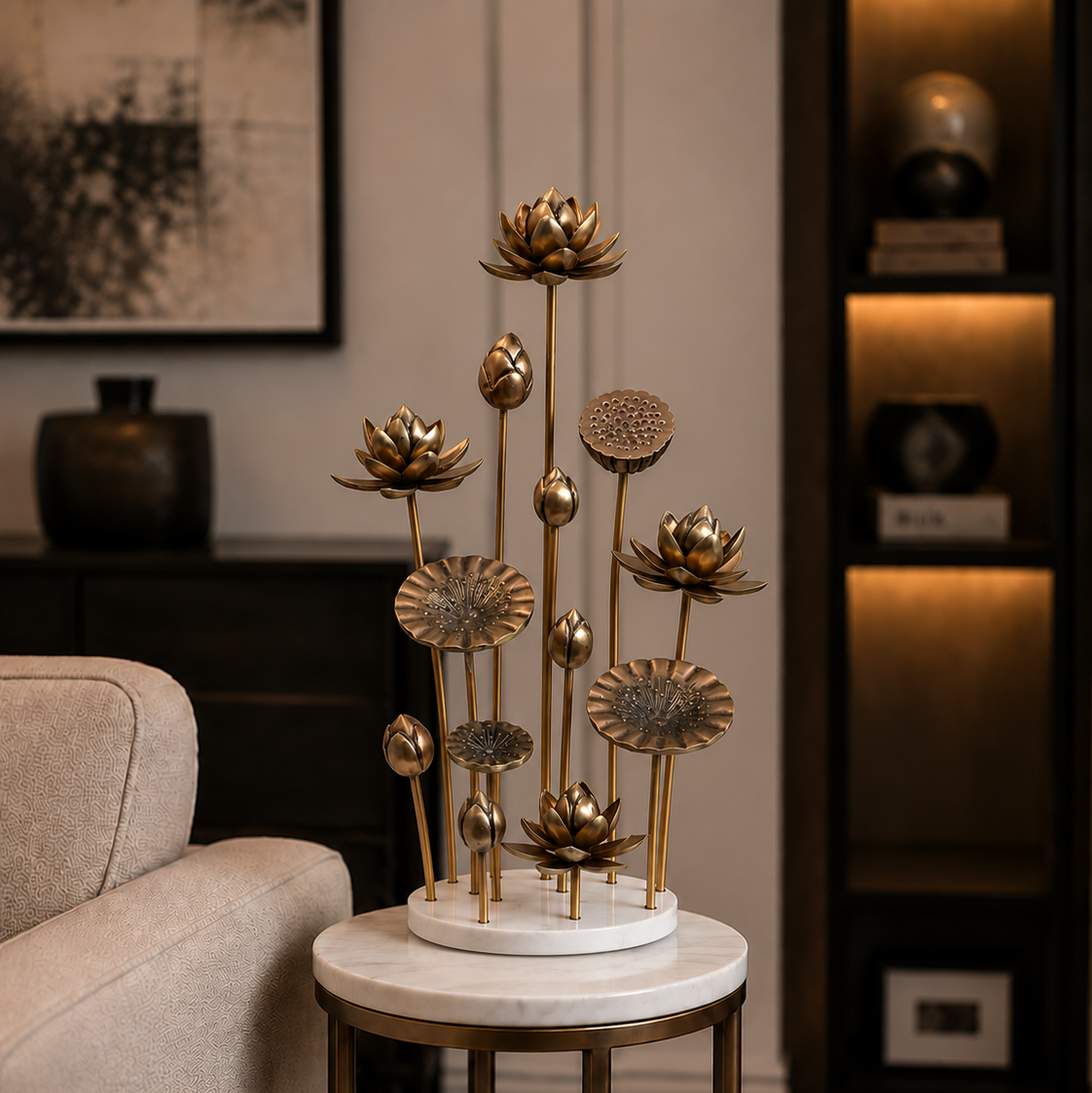 The Lotus Array - Luxury Side Table Showpiece