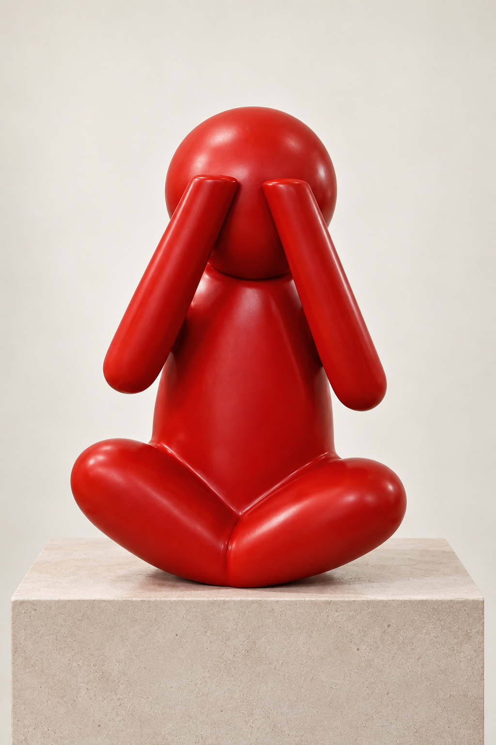 The Unbothered Monkey | Large Metal Sculpture (Red)