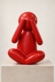 The Unbothered Monkey | Large Metal Sculpture (Red)
