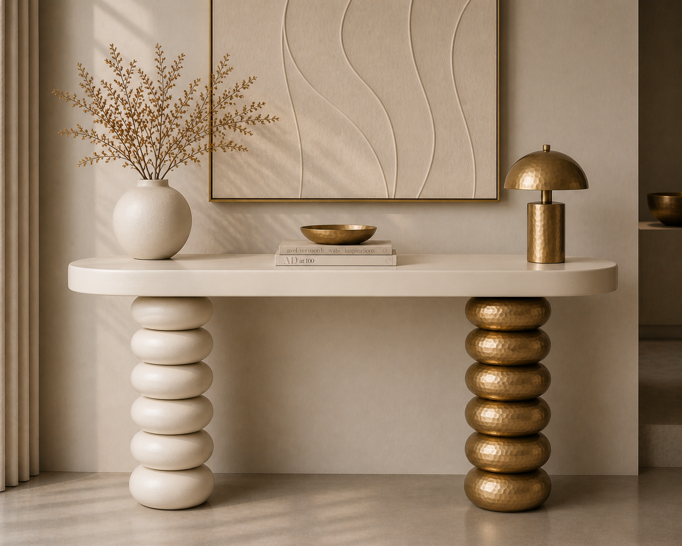 Sama Ridge - Ivory Bronze Console Table