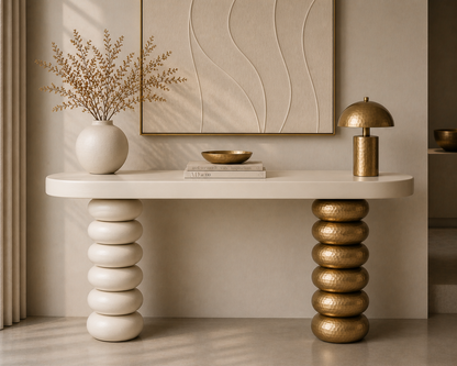 Sama Ridge - Ivory Bronze Console Table