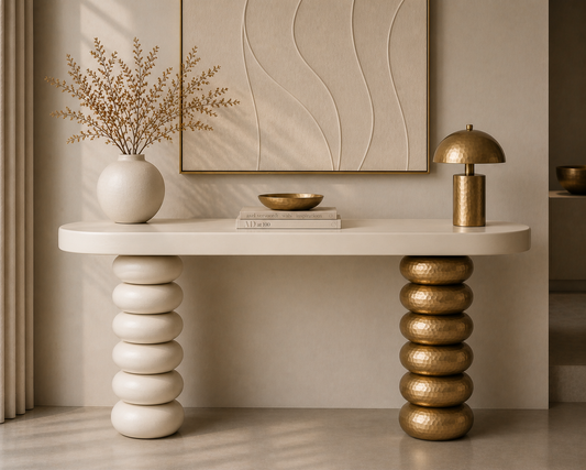 Sama Ridge - Ivory Bronze Console Table
