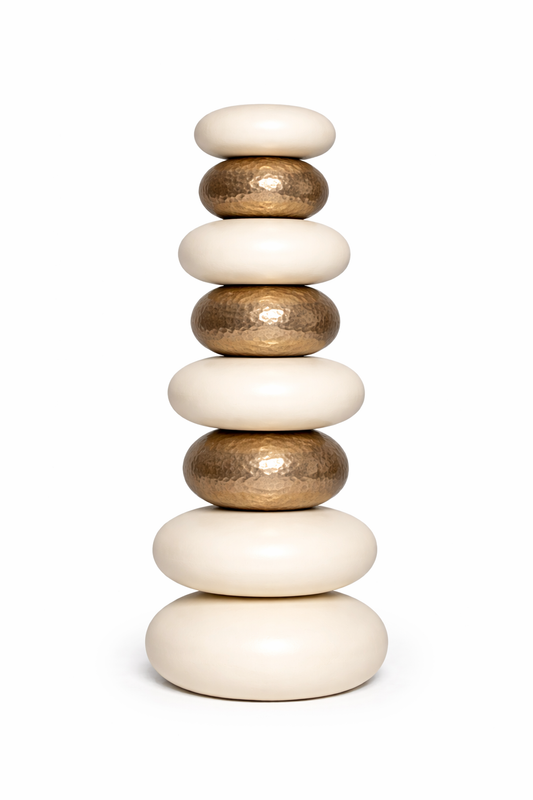 Sama Core - Ivory Bronze Wood Totem Sculpture