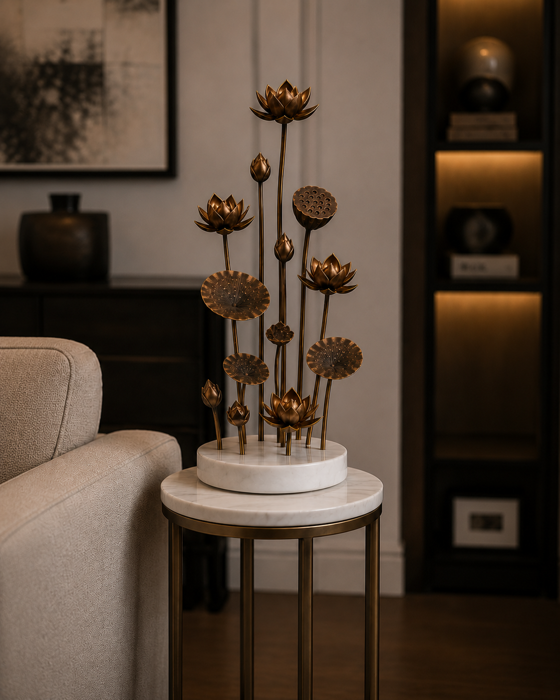 The Lotus Array - Luxury Side Table Showpiece