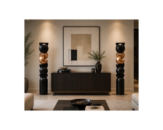 Wabi Sabi Wood Black Gold Totem Sculpture (5 feet)