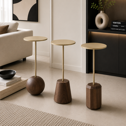 Golden Orbit Wooden Table Set (Set of 3)
