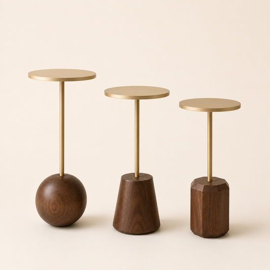 Golden Orbit Wooden Table Set (Set of 3)
