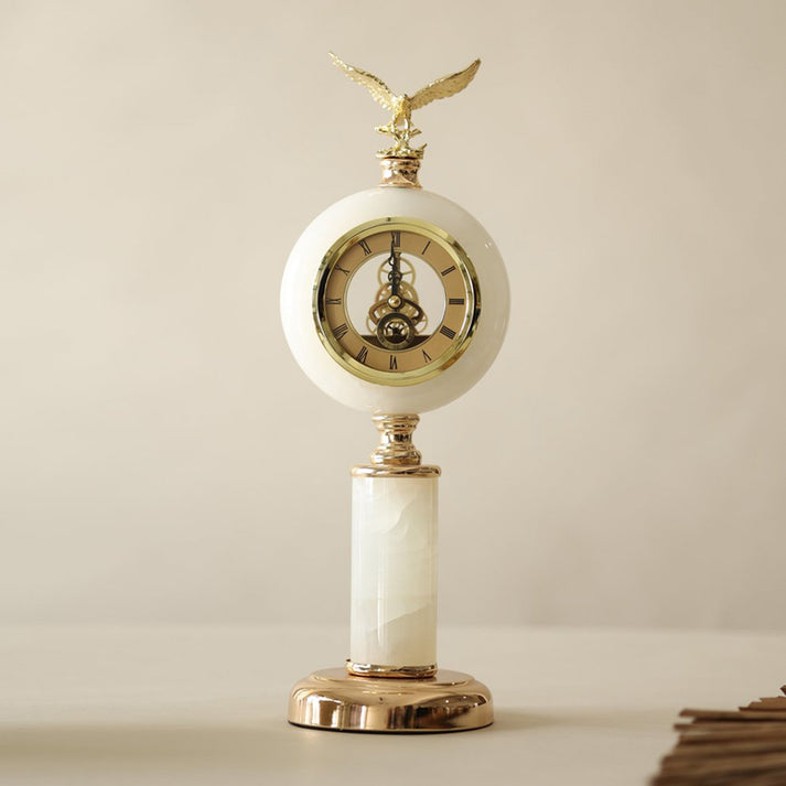 Lux Pearl – Gold & White Luxury Table Clock | The Decor Circle