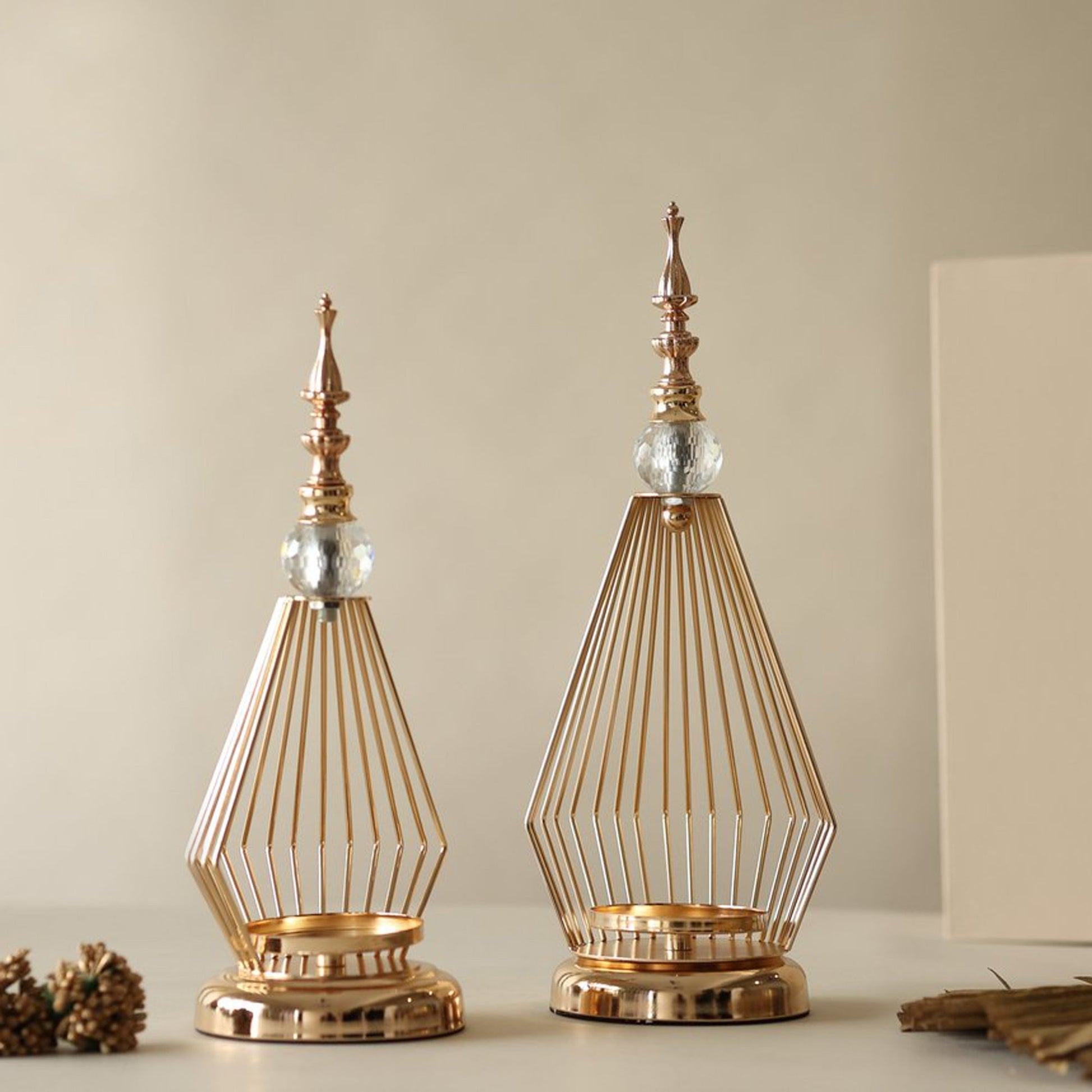 Caleo Gold Crystal Candle Holder ( Set Of 2 )