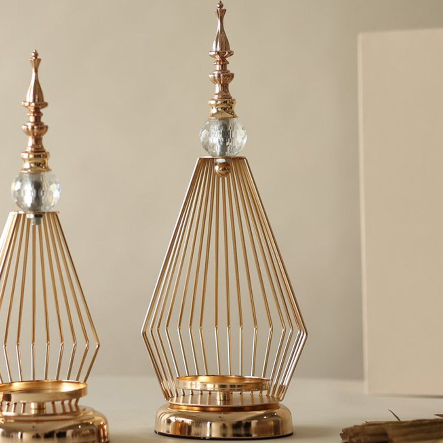 Caleo Gold Crystal Candle Holder ( Set Of 2 )
