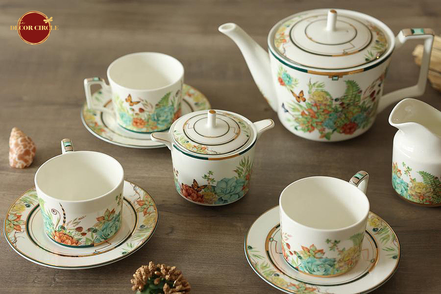 Viridis Forest Luxury Tea Cup set (Set of 15 pcs)