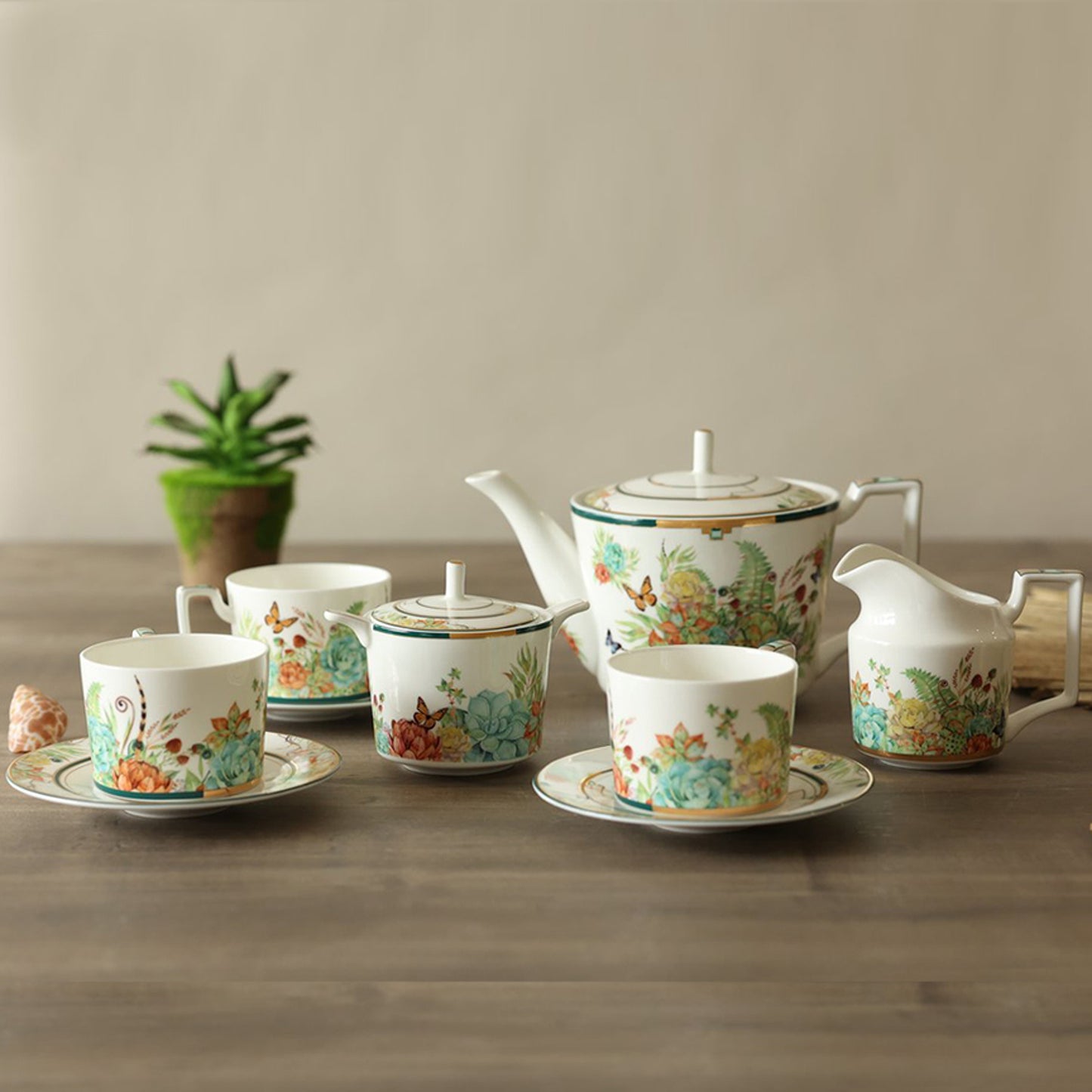 Viridis Forest Luxury Tea Cup set (Set of 15 pcs)