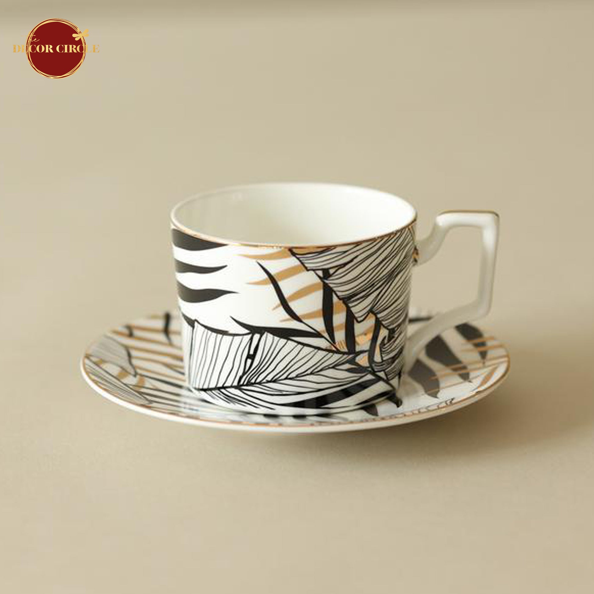 Gold on Black 15 Pcs Tea Set