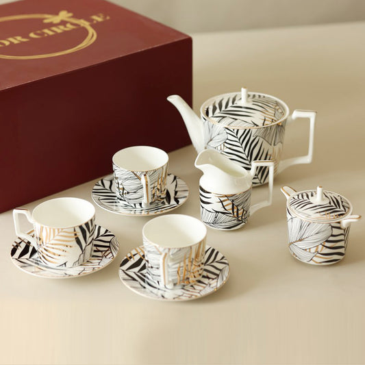 Wedding Gold leaf Luxury Tea set (Set of 15 pcs)