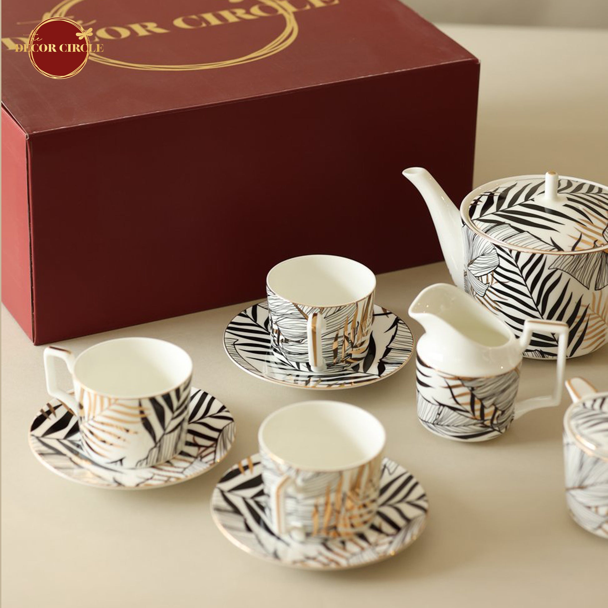 Wedding Gold leaf Luxury Tea set ( Set of 15 pcs)