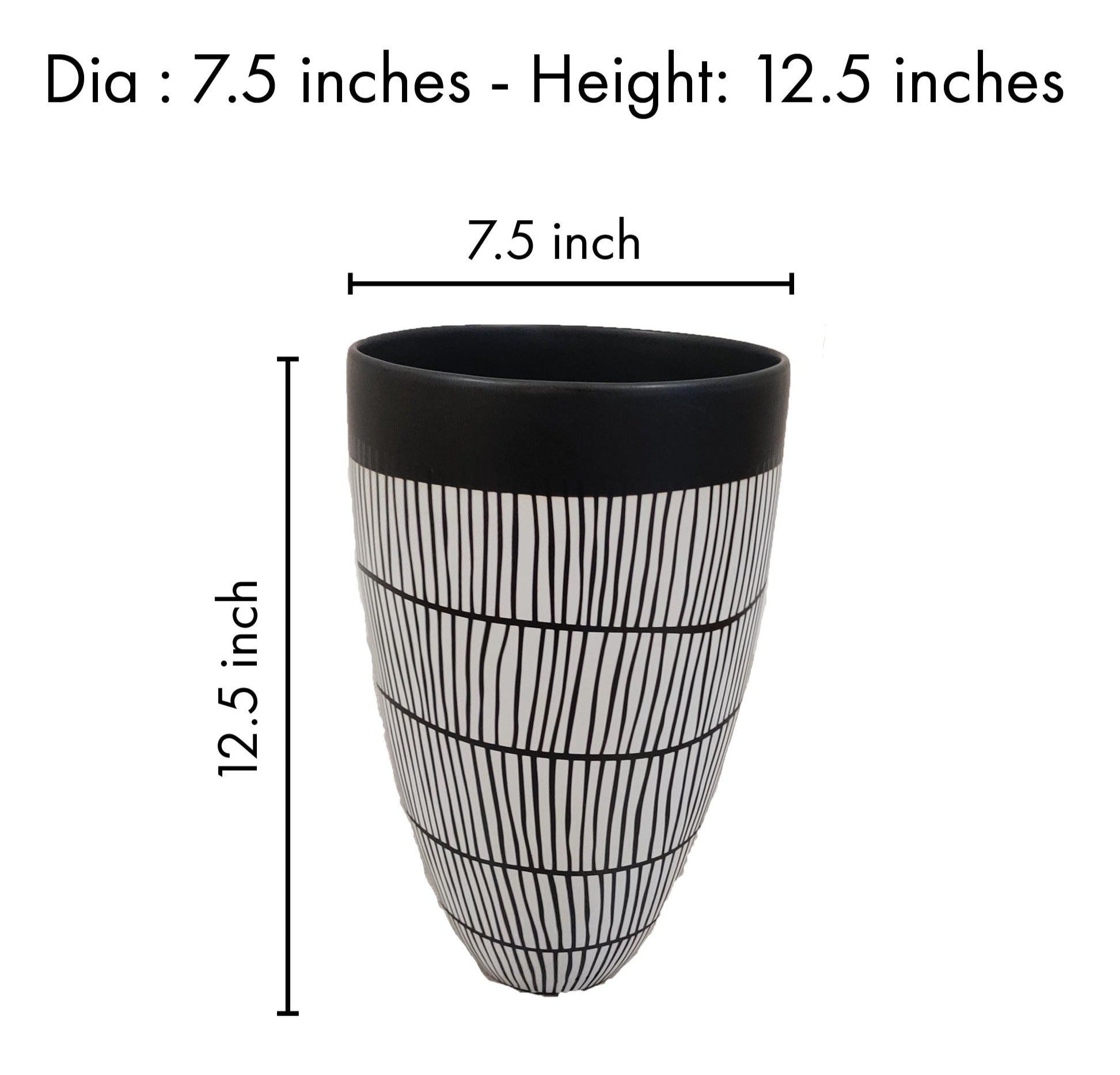 Marmor Black stripes Tall Vase