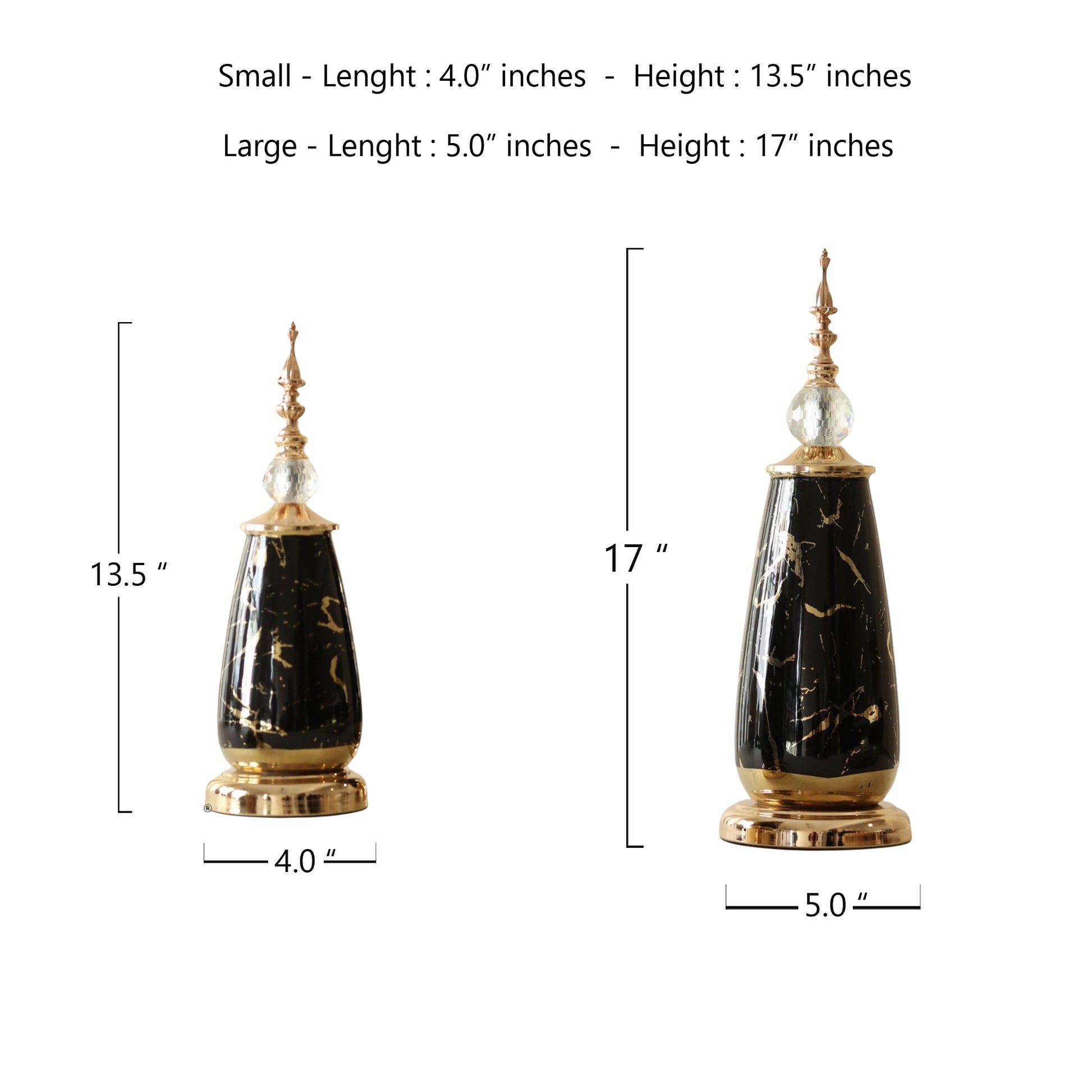 Gold Black Antique Decor Showpiece (Set of 2)