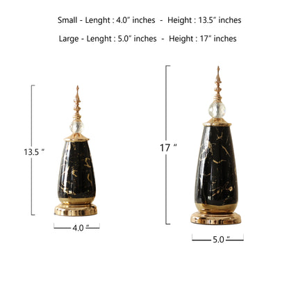 Gold Black Antique Decor Showpiece (Set of 2)