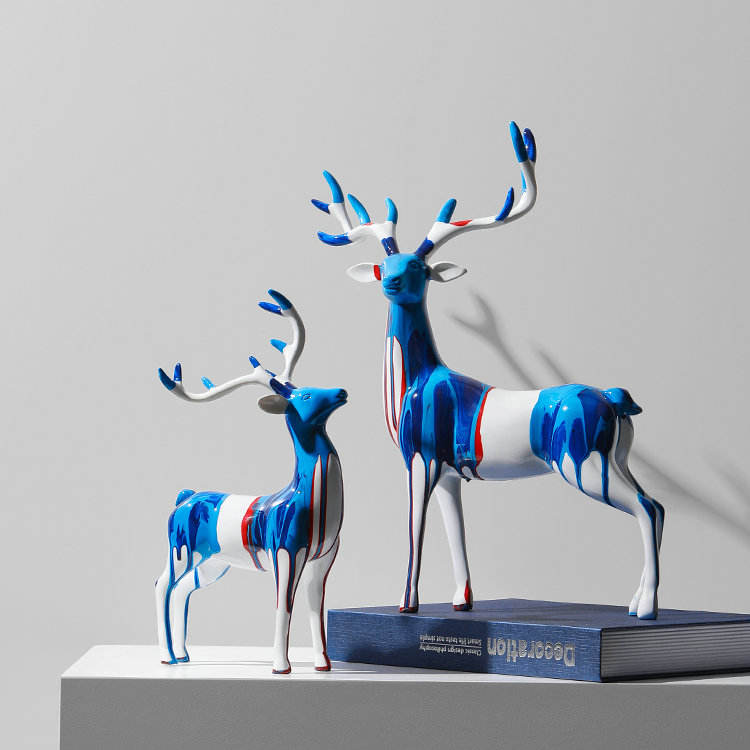 Elysian Rainbow Deer Sculptures (Set of 2)