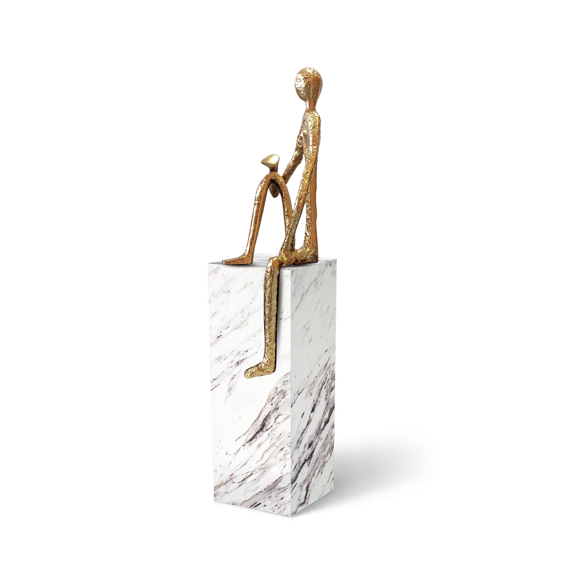 Home Decor Sitting Man Gold Sculpture