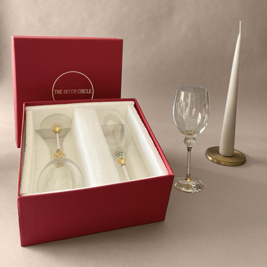 Gold Crystal Wine Glass Gift Box (Set of 2)