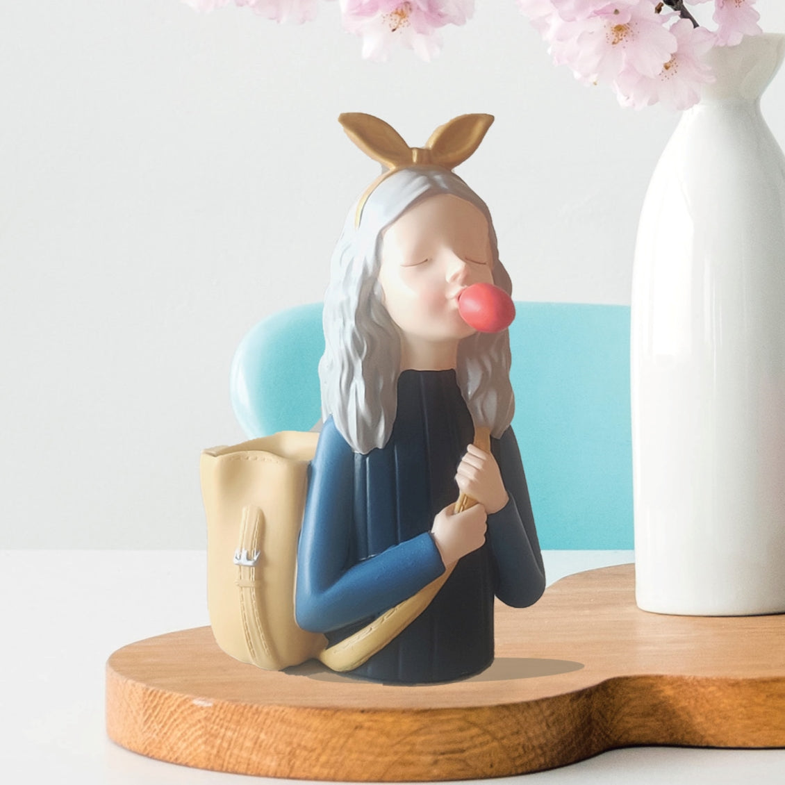 Blissful bubble girl sculpture