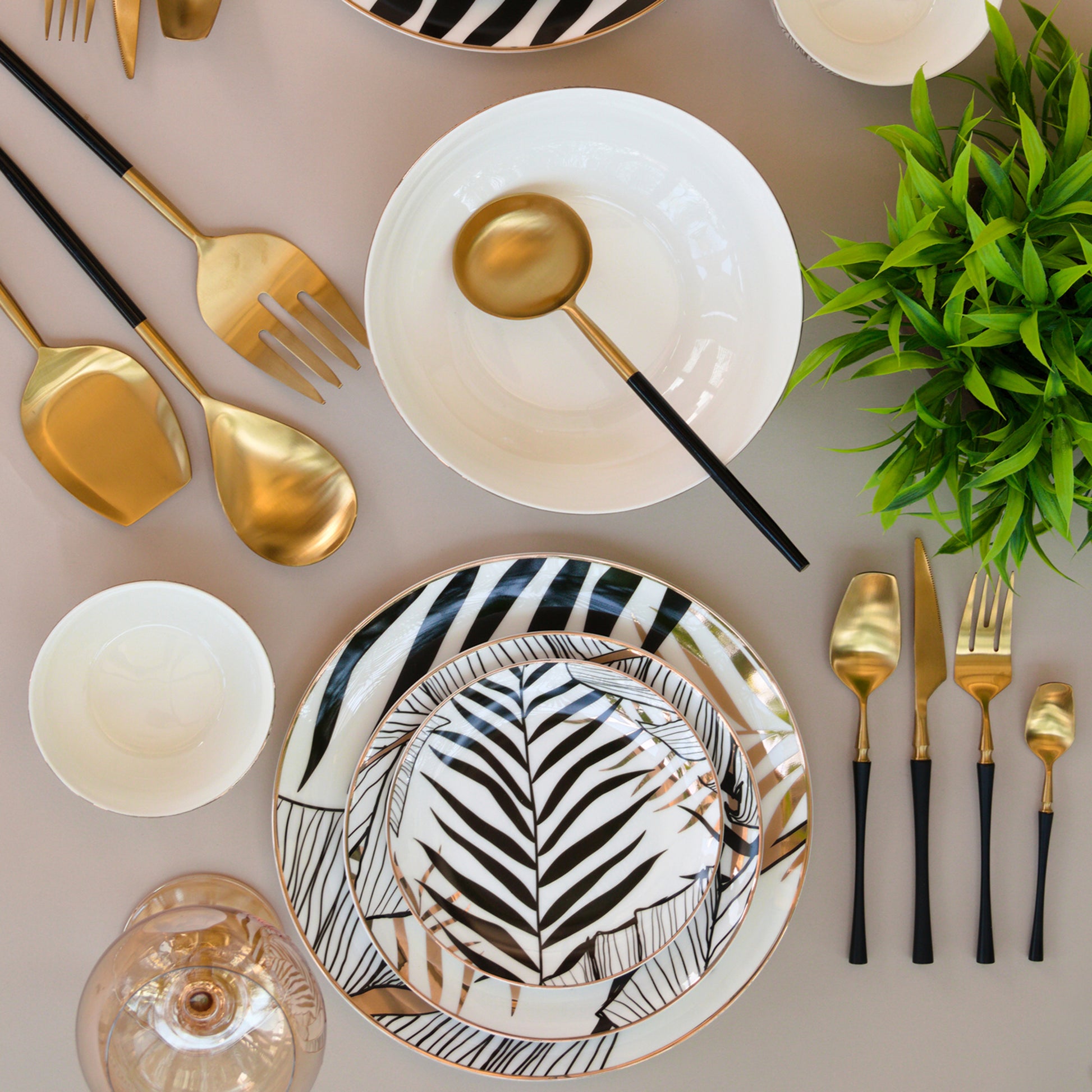 Wedding Ammil Gold leaf Luxury Dinner set (Set of 28 pcs)