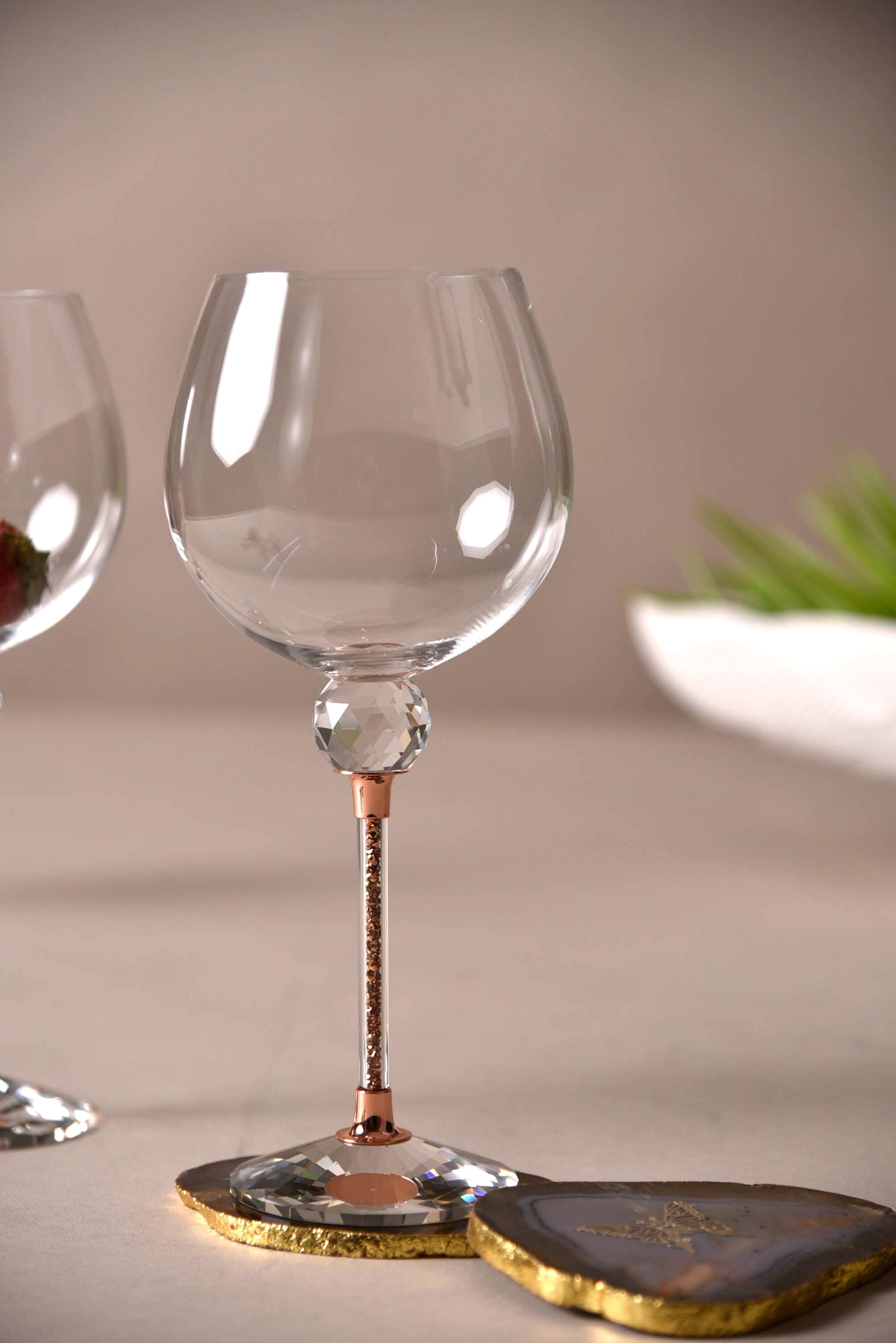 Caelus Rose Gold Crystal Wine Glasses (Set of 4)