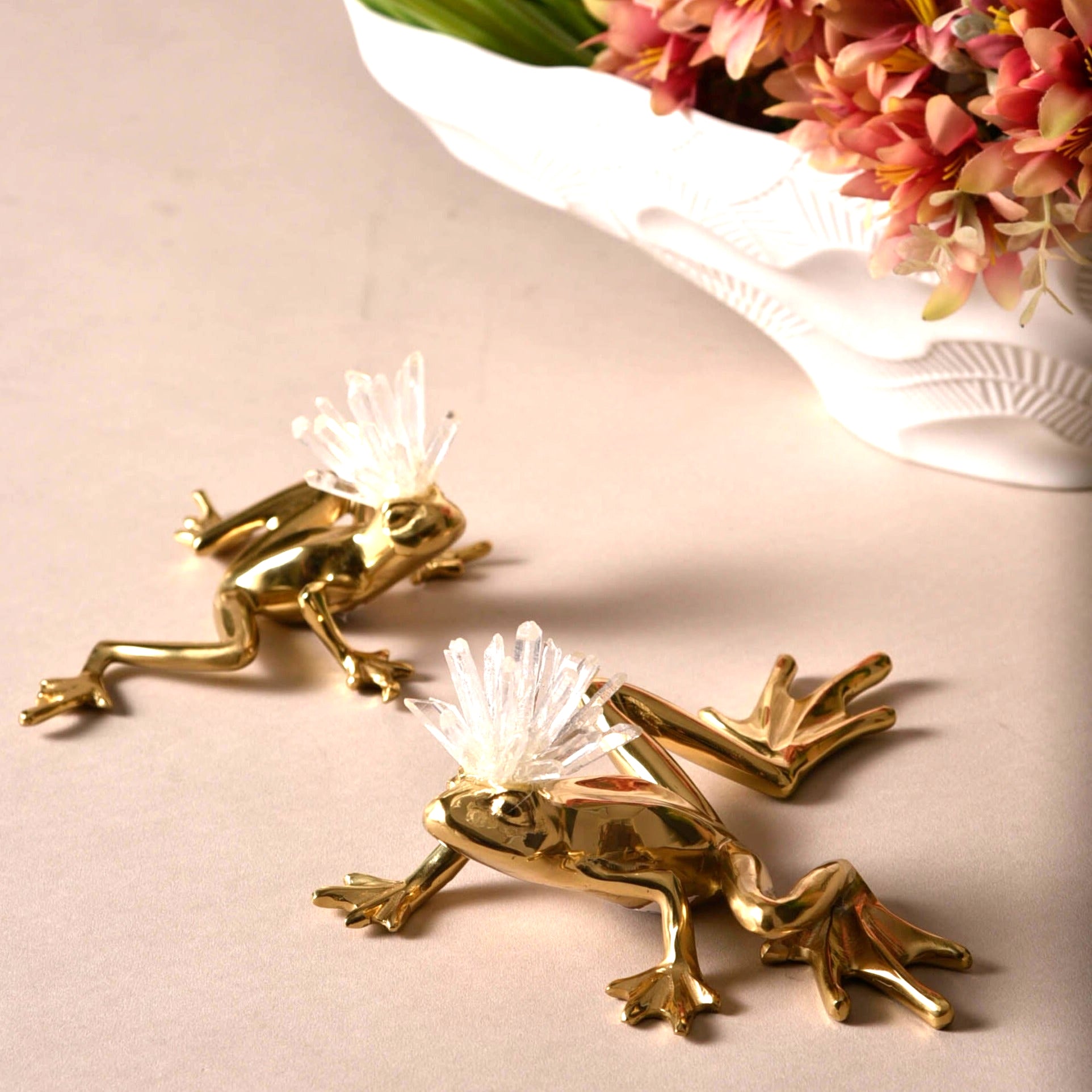 Pinna Crystal Animal Brass sculptures (Set of 2)
