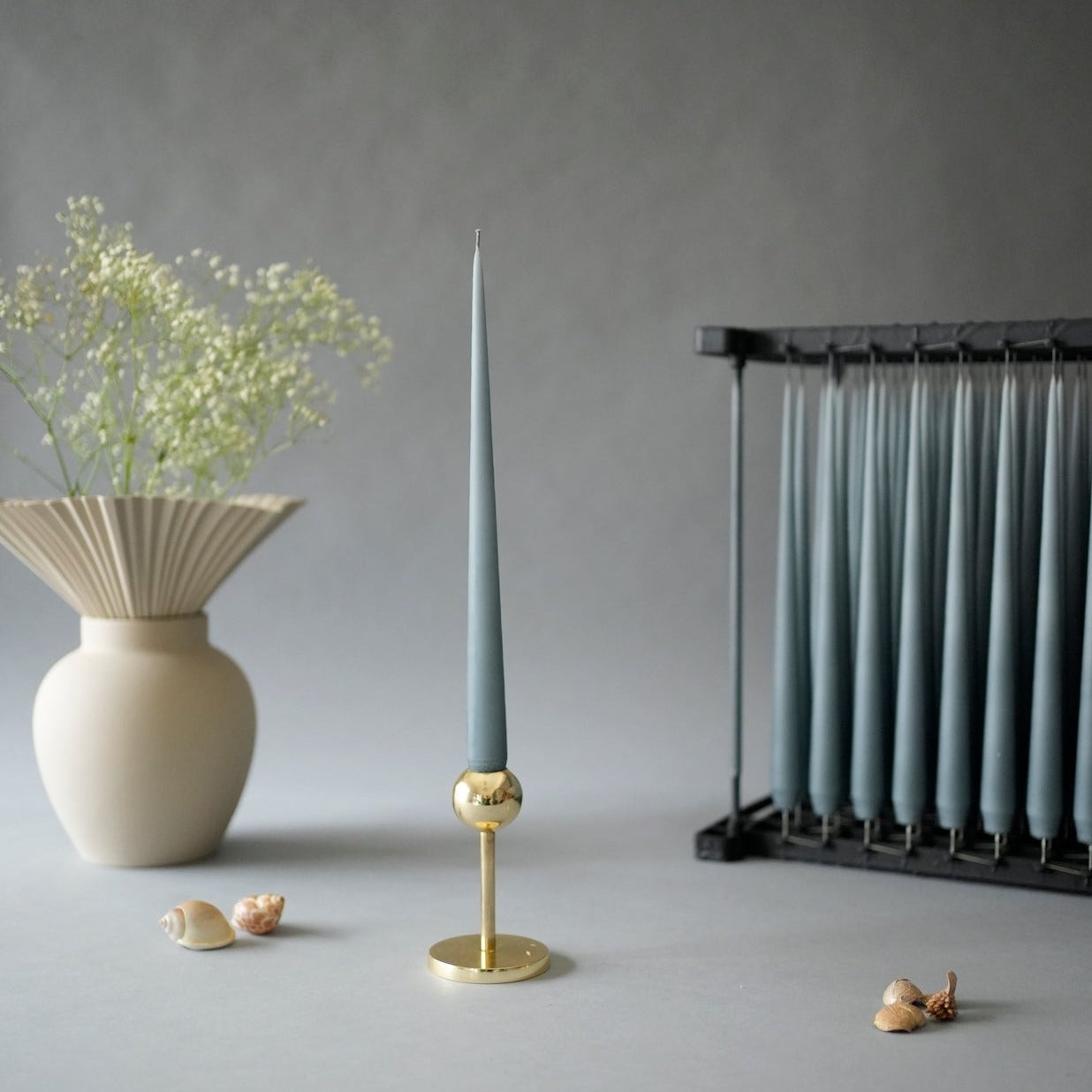 Steel Blue Taper candle (32 cm)