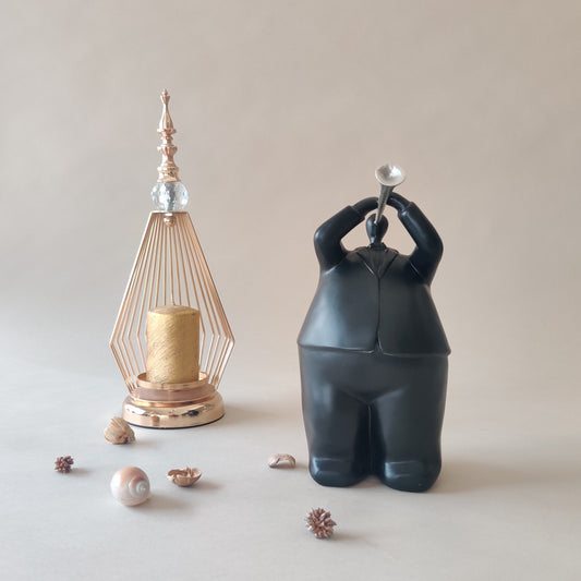 Dux Trumpet Man – Black Resin Sculpture | The Decor Circle

