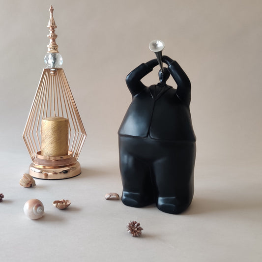 Dux Trumpet Man – Black Resin Sculpture | The Decor Circle
