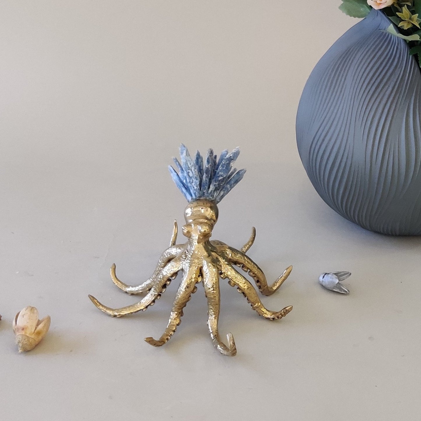 Venustas Octopus Crystal Brass sculptures (Set of 2)