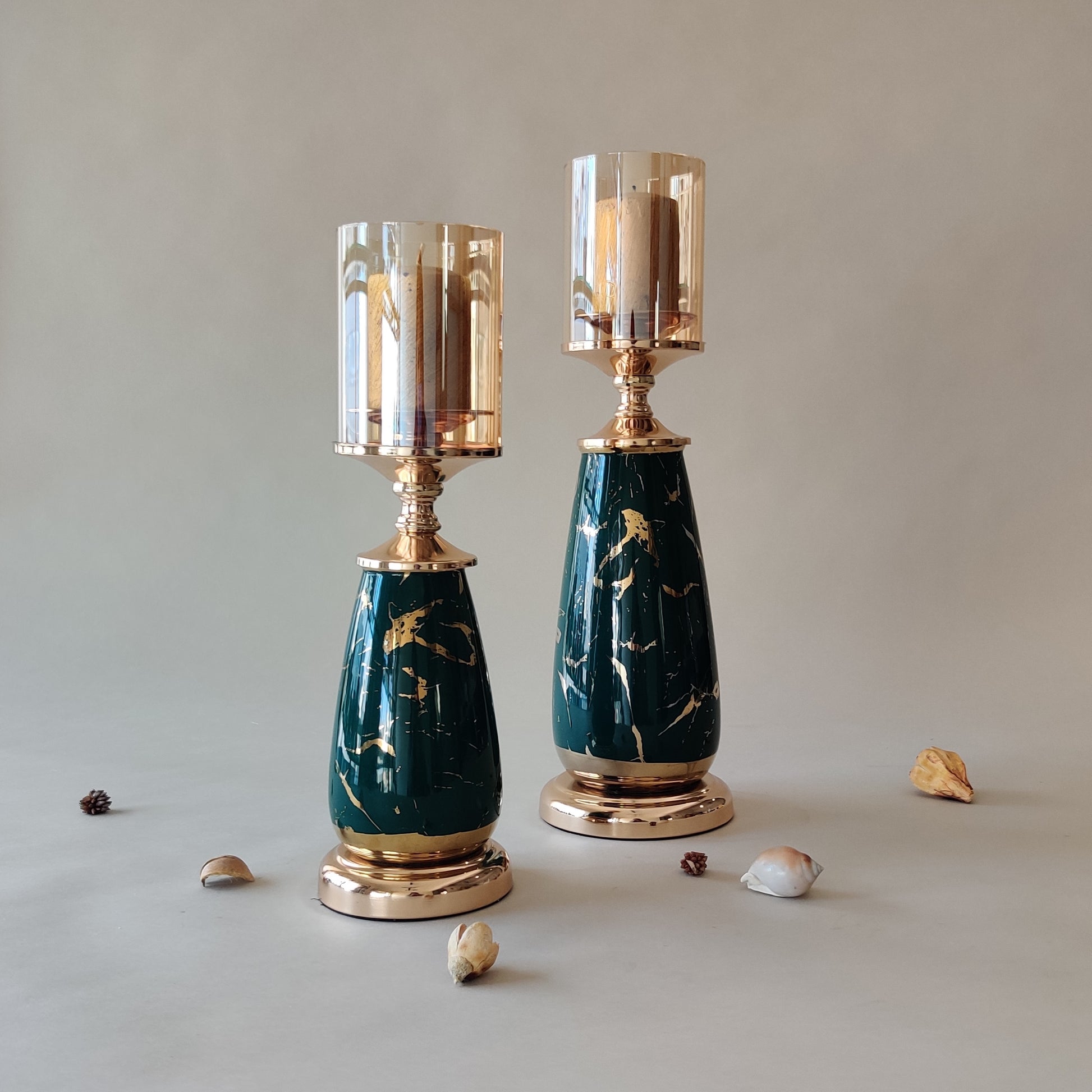 Fabella Gold Candle Stands (Set of 2)